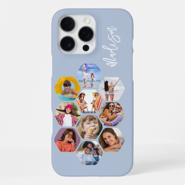 Multi Photo Collage Simple Modern Personalized iPhone Case (Back)
