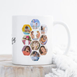 Multi Photo Collage Simple Modern Personalized Large Coffee Mug