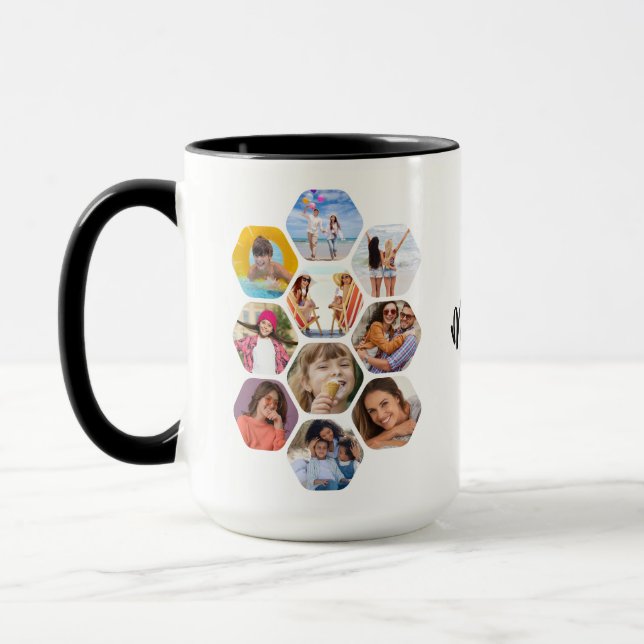 Multi Photo Collage Simple Modern Personalized Mug (Left)
