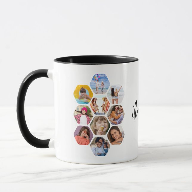 Multi Photo Collage Simple Modern Personalized Mug (Left)