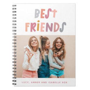 Multi photo colourful fun typography best friends notebook
