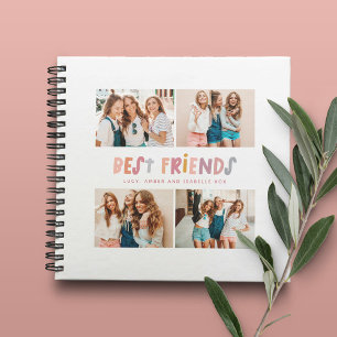 Multi photo colourful fun typography best friends notebook