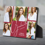 Multi Photo Crimson Graduation Keepsake Plaque<br><div class="desc">A five photo college crimson grid shows off your favourite photos on this graduation keepsake with the word graduate,  class year and name. MORE colours done for you in our store as well as graduation party invitations,  postcards and announcements.</div>