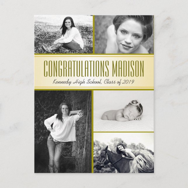 Multi-Photo Daughters Graduation Open House Postcard (Front)