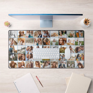 multi photo family gift keepsake blue christmas desk mat