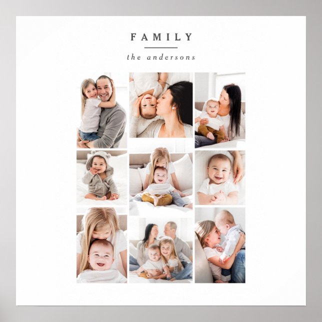 multi photo family modern holiday card poster (Front)