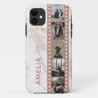 Multi Photo Film Strip Pink Marble Personalized Ca