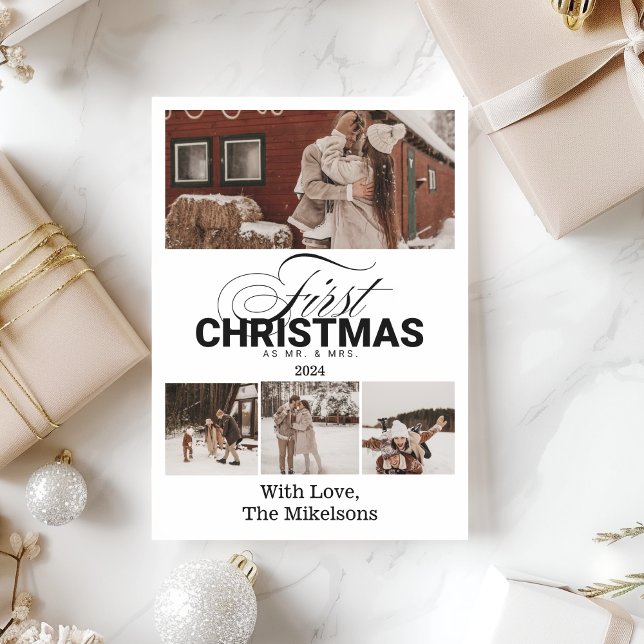 Multi Photo First Christmas as Mr. & Mrs. Holiday Card (Creator Uploaded)