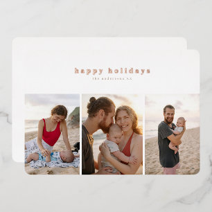 Multi Photo Foil Pressed Modern Photocard Holiday Card