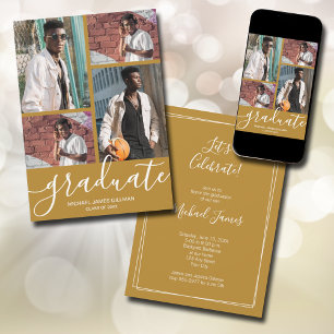 Multi Photo Gold Graduation Announcement