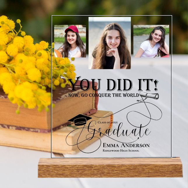 Multi Photo Graduate Classe De 2025 Faire-part (Multi Photo Graduate Class Of 2025 Announcement Acrylic Sign)