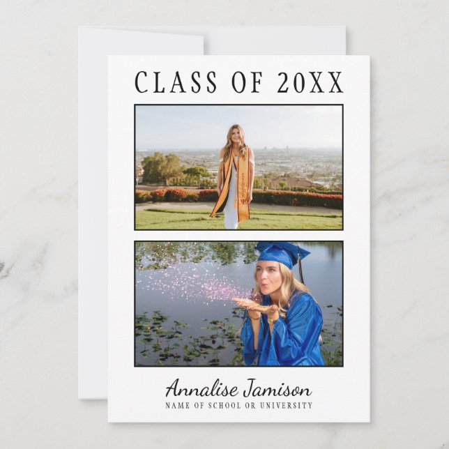 Multi Photo Graduation Flat Announcement Card (Front)