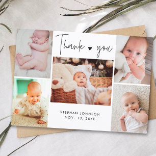 Multi Photo Hand-Lettering Baby Shower Thank You Card