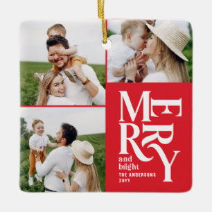 multi photo modern colourful red typography ceramic ornament