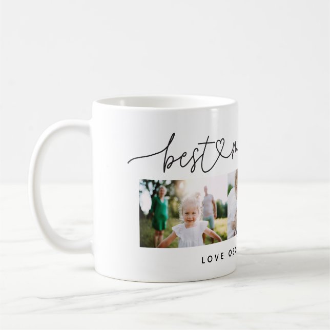 Multi photo modern script typography best mom  coffee mug (Left)