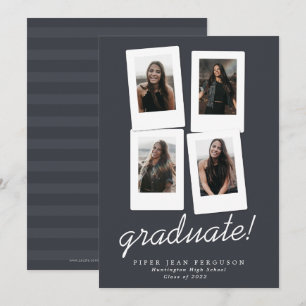 Multi Photo Modern Snapshots Graduation  Announcement