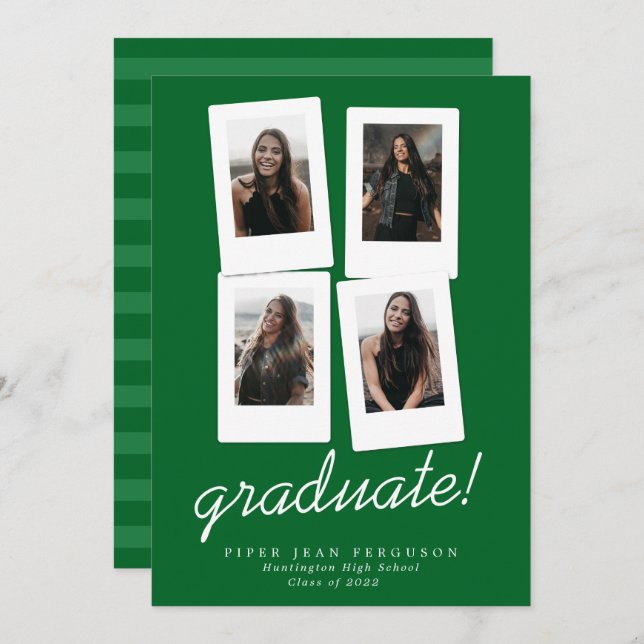 Multi Photo Modern Snapshots Graduation Announcement (Front/Back)