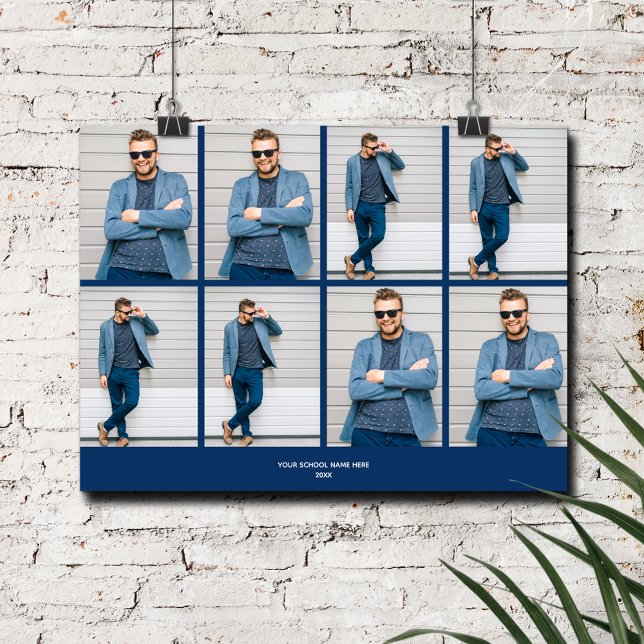 Multi Photo Navy Blue Poster (Multi Photo Navy Blue Graduation Poster, INSTANT DOWNLOAD and/or PRINTED)