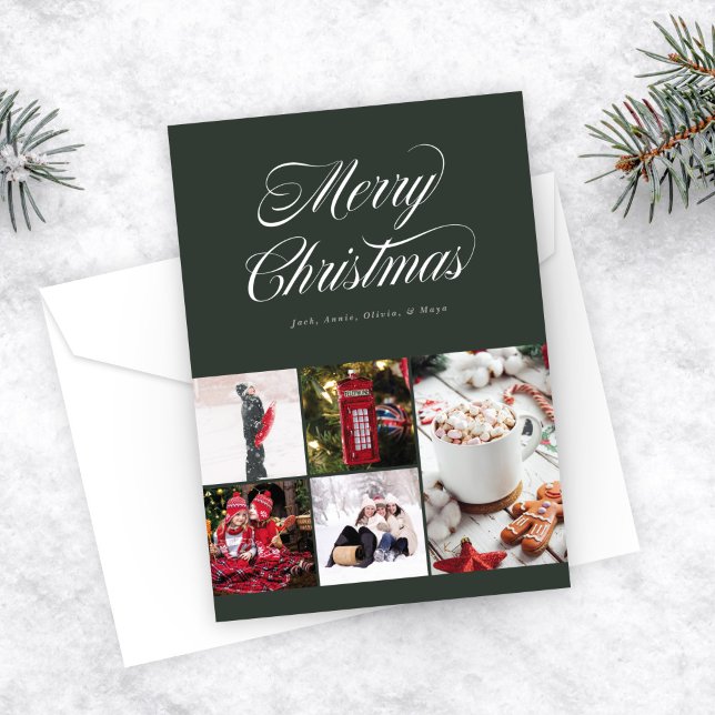 Multi photo Pretty Cursive Holiday Card (Creator Uploaded)