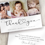 Multi Photo Script with Heart New Baby Photo Thank You Card<br><div class="desc">Send thanks to friends and family to announce your new arrival</div>