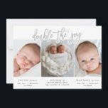 Multi photo twin birth announcement<br><div class="desc">A modern multi photo twin birth announcement. A modern design in in natural classic pale grey. Suitable of both girl and boy birth announcements.</div>
