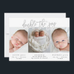 Multi photo twin birth announcement<br><div class="desc">A modern multi photo twin birth announcement. A modern design in in natural classic pale grey. Suitable of both girl and boy birth announcements.</div>
