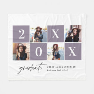 Multi photo typography lilac purple graduation Fleece Blanket