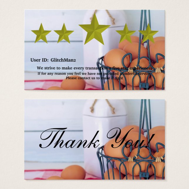 Multi Platform five star rating feedback card (Front & Back)
