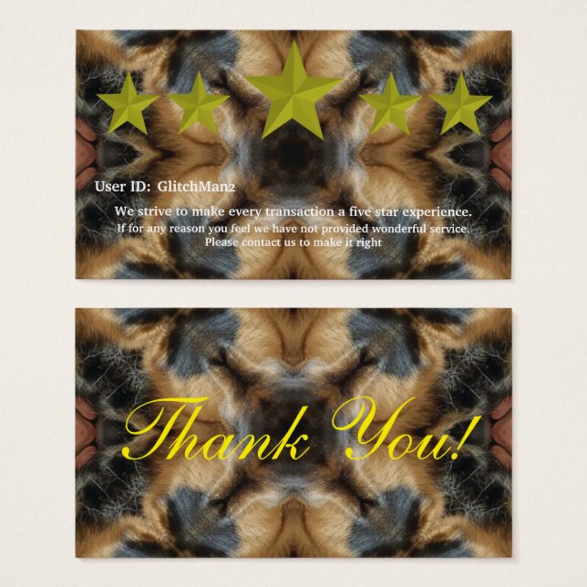 Multi Platform five star rating feedback card (Front & Back)