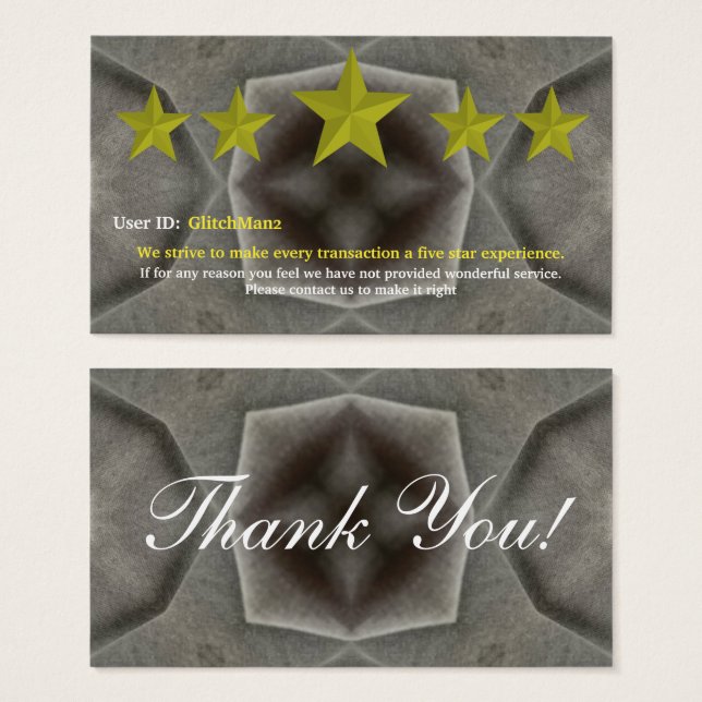 Multi Platform five star rating feedback card (Front & Back)