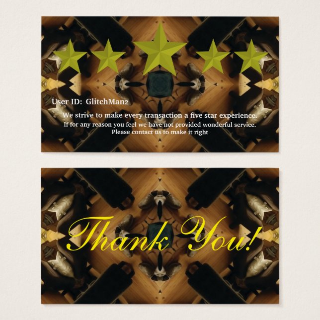 Multi Platform five star rating feedback card (Front & Back)