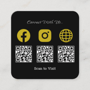 Multi QR Code Modern Social Media Sign Square Business Card
