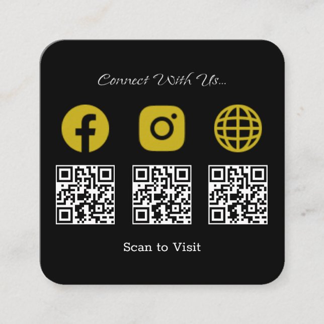 Multi QR Code Modern Social Media Sign Square Business Card (Front)