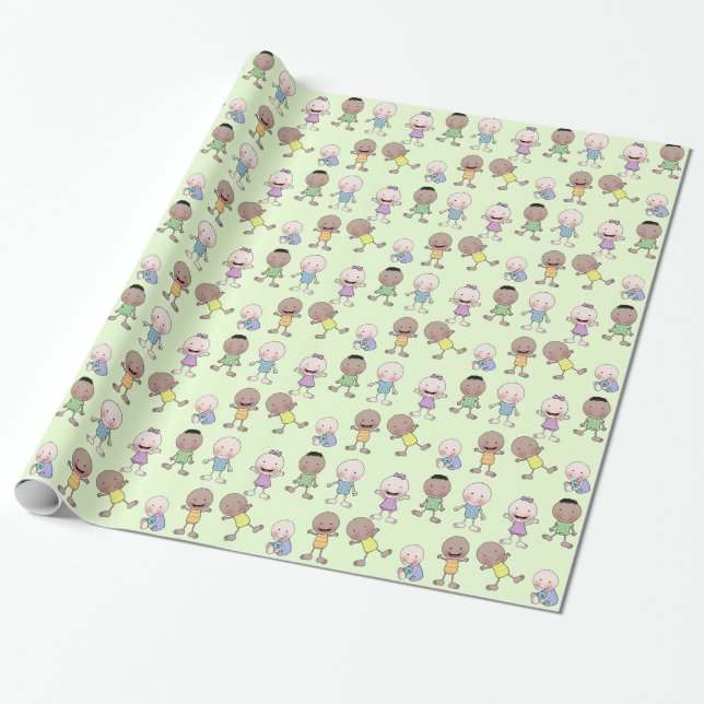 Multi Racial Babies Collage Wrapping Paper (Unrolled)