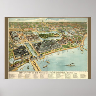 Multi-Size/Birds Eye View Chicago Worlds Fair 1893 Poster