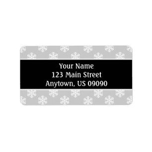 Multi Snowflakes Address Labels (Black / Silver)