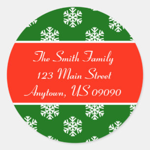 Multi Snowflakes Address Labels (Red / Green)