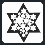 Multi Stars Star of David Square Sticker<br><div class="desc">Black Star of David with lots of white stars in the centre.</div>