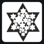 Multi Stars Star of David Square Sticker<br><div class="desc">Black Star of David with lots of white stars in the centre.</div>