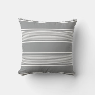 Multi Stripe Grey and White Throw Pillow
