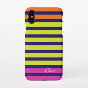 Multi Stripe personalize name monogram iPhone X Case
