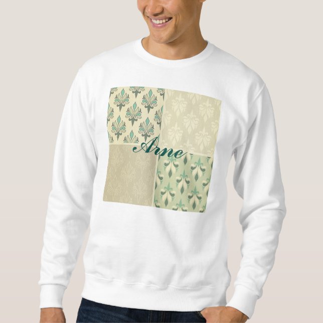 Multi teal colour fall damask royal chic elegant sweatshirt (Front)