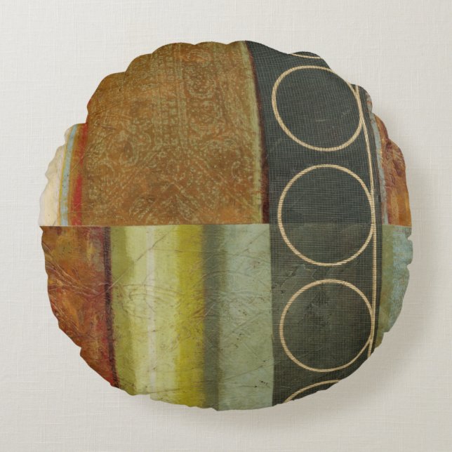 Multi-textured Abstract Painting by Vision Studio Round Pillow (Front)