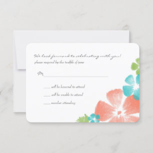 Multi Tropical Watercolor Flowers Wedding RSVP Card