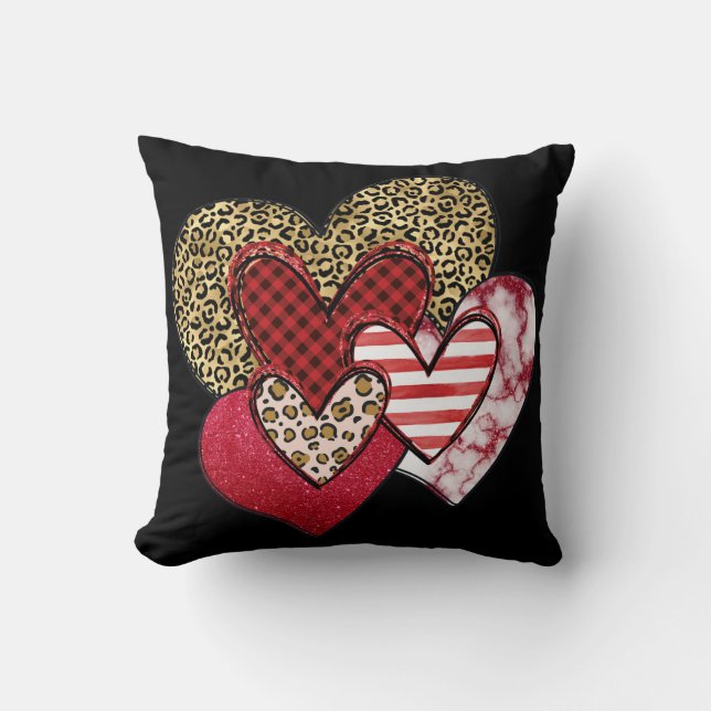 Multi wild hearts throw pillow (Front)