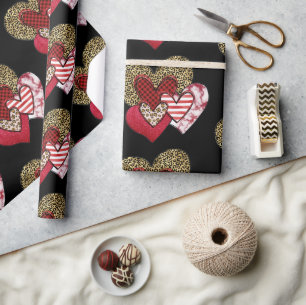Multi wild hearts  wrapping paper