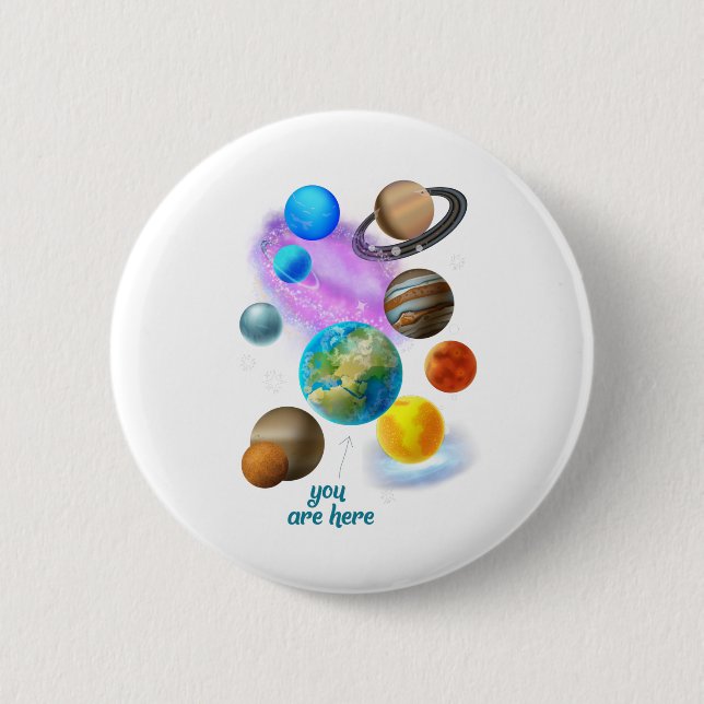 multi you are here planets Edit 2 Inch Round Button (Front)