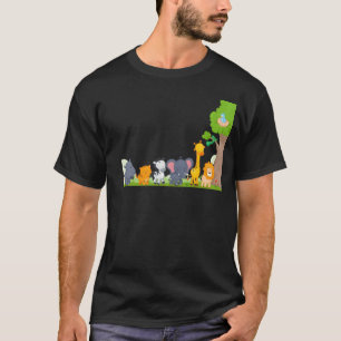 Multi zoo animals lion giraf elephant friends T-Shirt