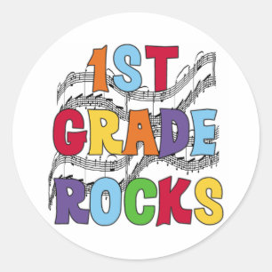 Multicolor 1st Grade Rocks Classic Round Sticker