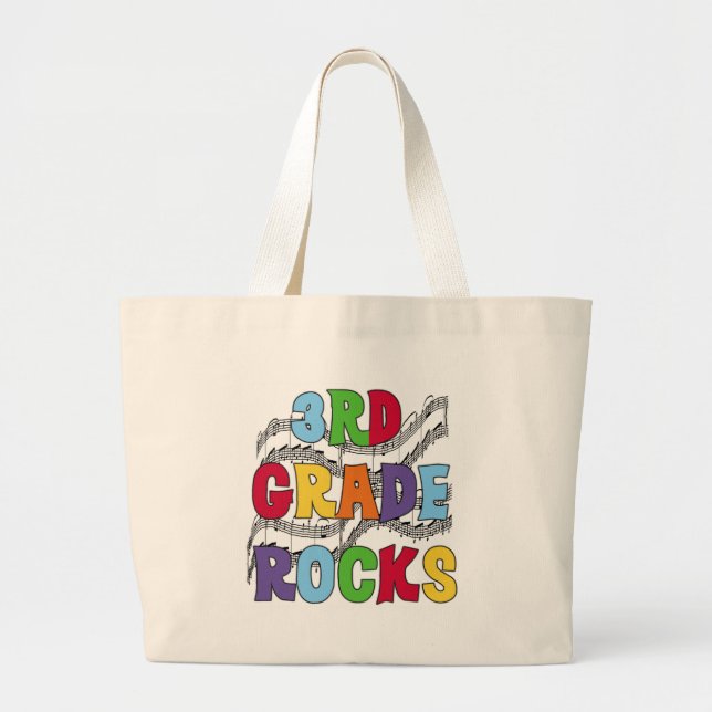 Multicolor 3rd Grade Rocks Large Tote Bag (Front)